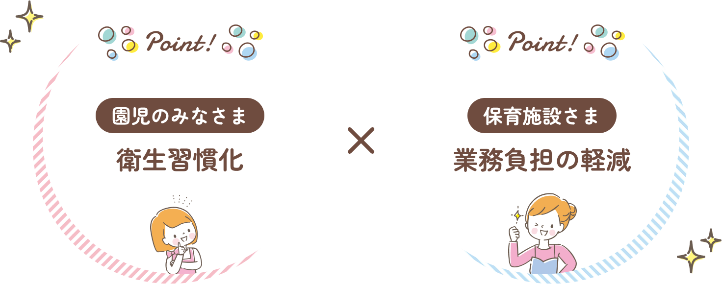 【園児のみなさま】衛生習慣化×【保育施設さま】業務負担の軽減